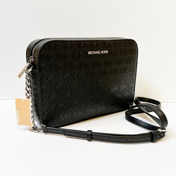 Michael Kors Jet Set Item East West Shoulder Crossbody Bag MK Signature Black - Picture 2 of 10